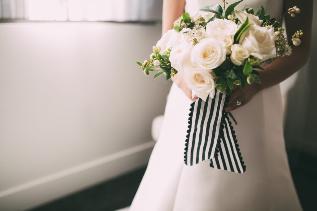 Black and White Stripe Wedding Bouquet