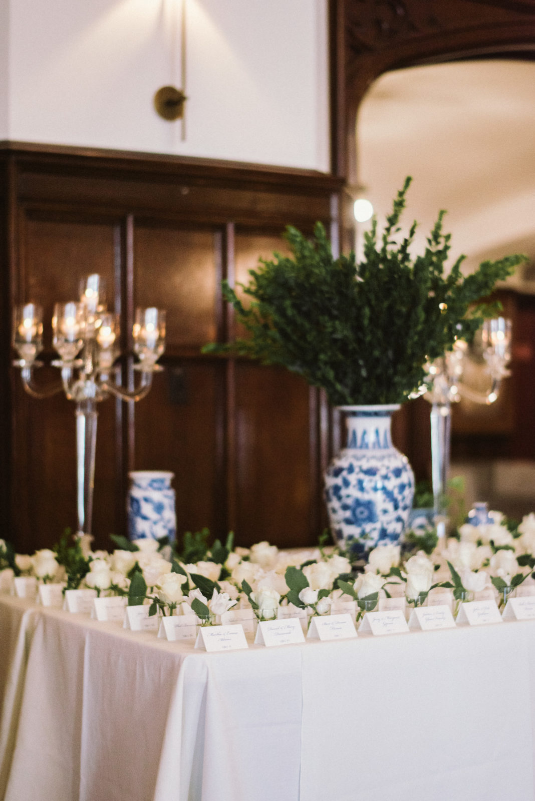 Blue and White Ginger Jar Escort Card Table