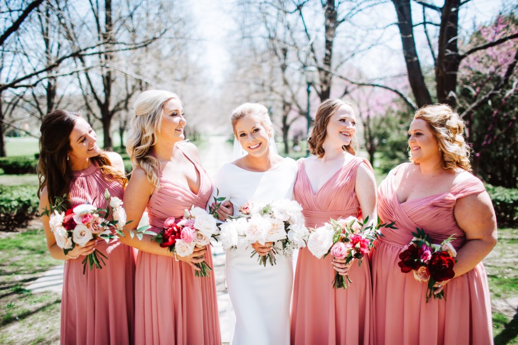 Dusty Rose and Mauve Bridal Party Wedding
