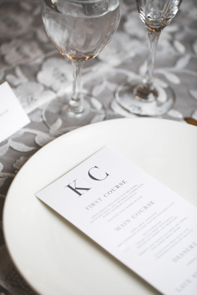 Menu Cards Designed by Nellie Sparkman Events + Stationary Studio | Floral by Blue Bouquet at The Grand Hall at Power & Light