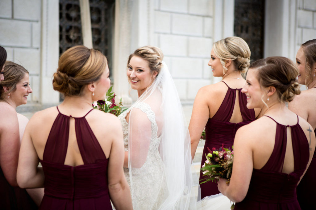 Bridesmaids in Burgundy | Floral by Blue Bouquet, Kansas City & Beyond Floral + Event Design