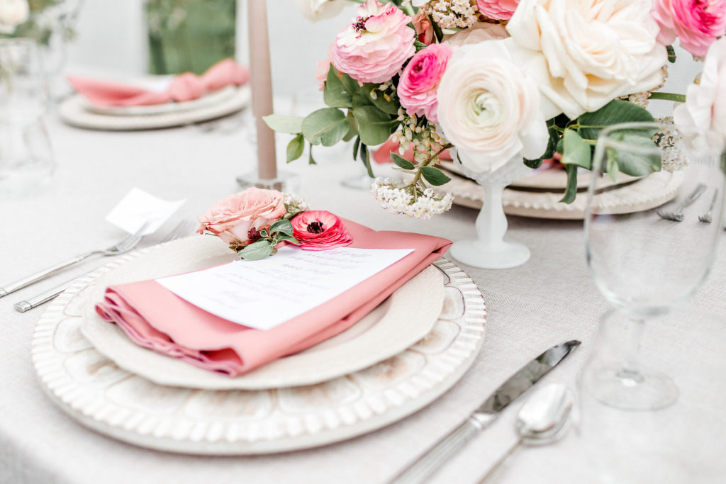Pink Wedding Tablescape | Blue Bouquet - Kansas City Wedding Florist