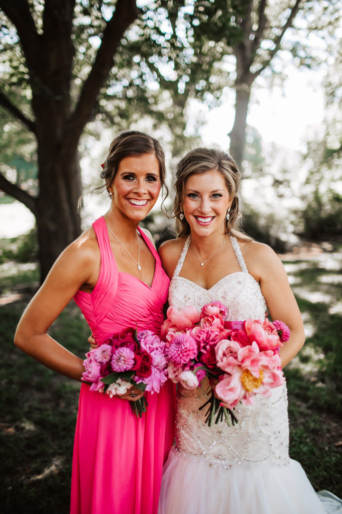 Bride and Bridesmaid Pink Wedding Flowers, Kansas City