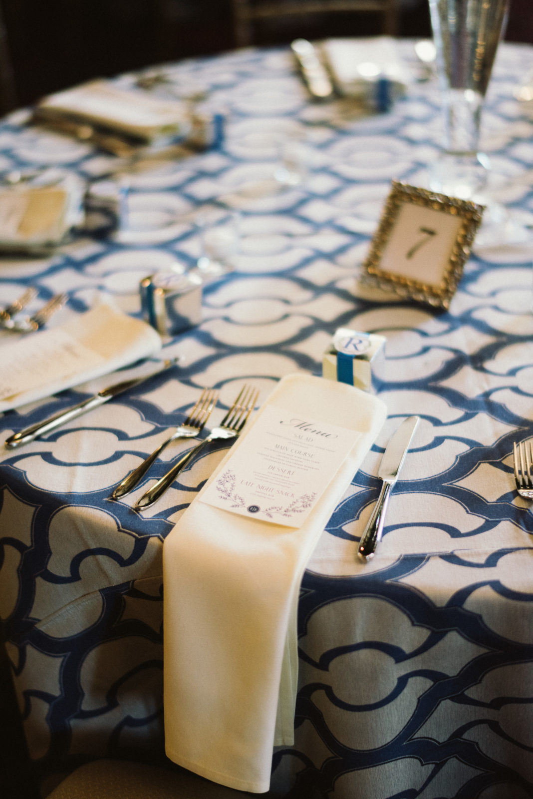 Blue and White Wedding Linens