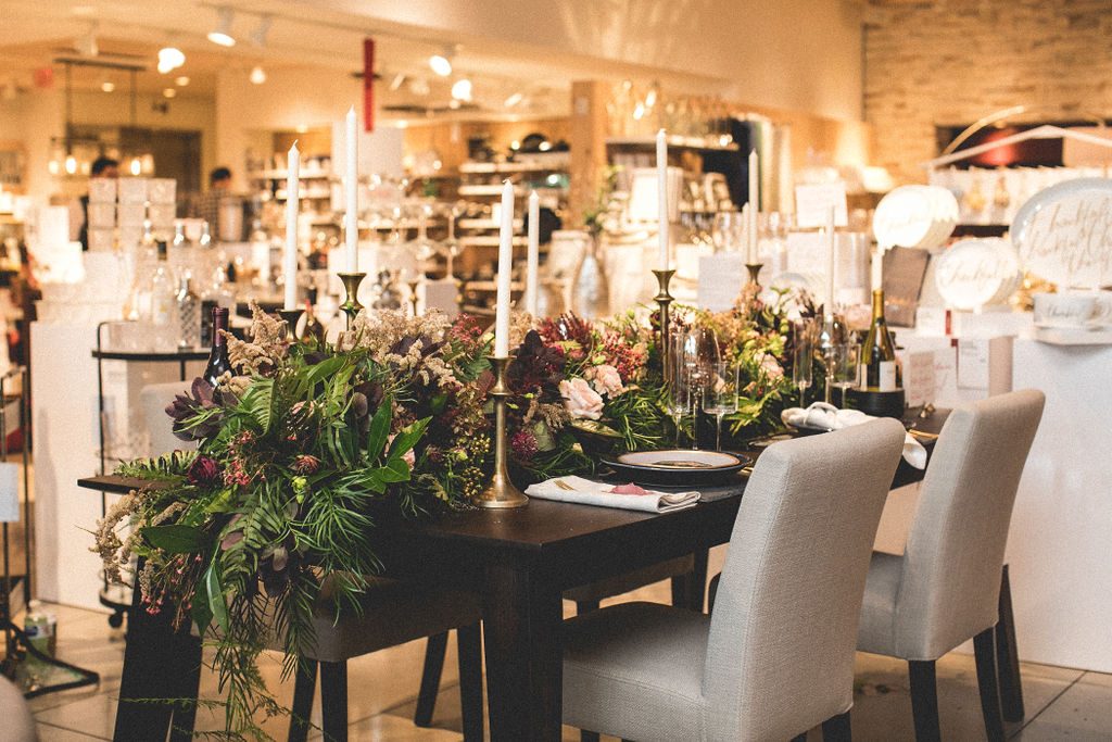 Crate & Barrel Registry Event | Table Design by Nellie Sparkman & Fall Florals by Blue Bouquet