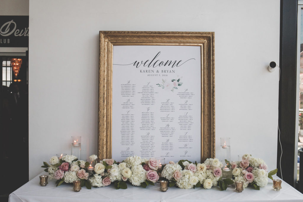Seating Chart with Floral Garland