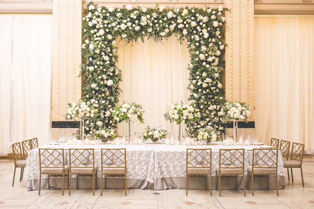 White Florals + Greenery Floral Arch | Floral by Blue Bouquet at The Grand Hall at Power & Light