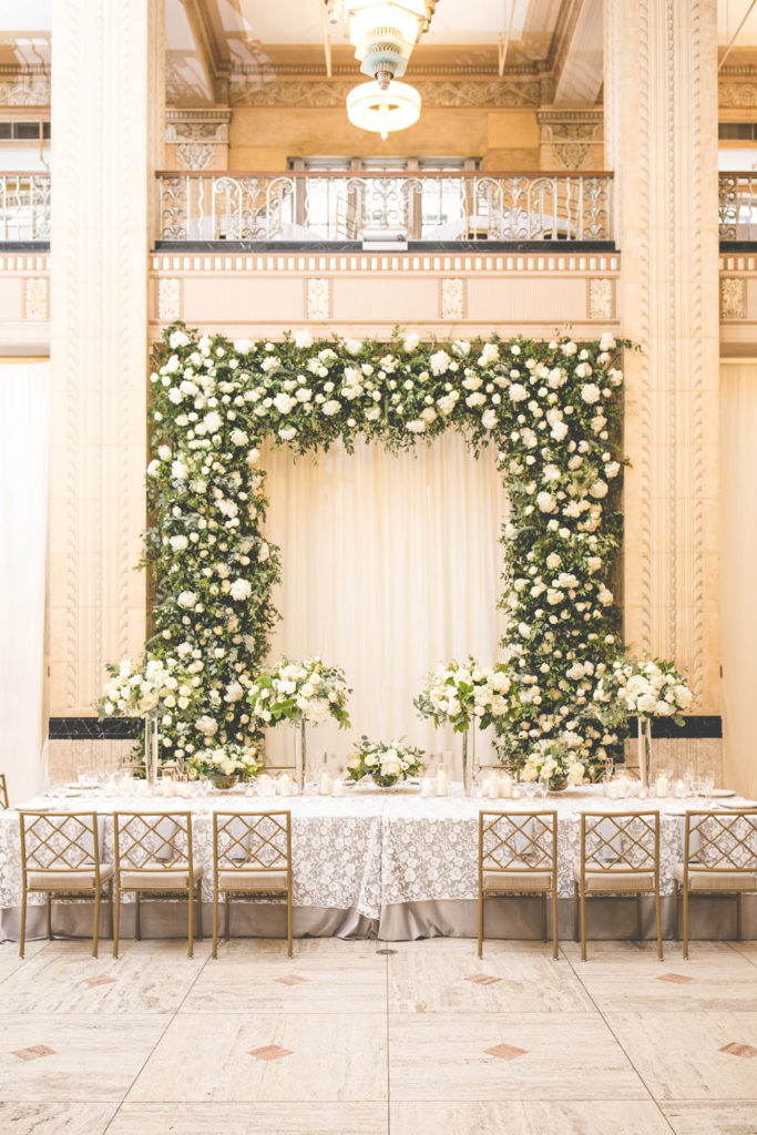 White Florals + Greenery Floral Arch | Floral by Blue Bouquet at The Grand Hall at Power & Light