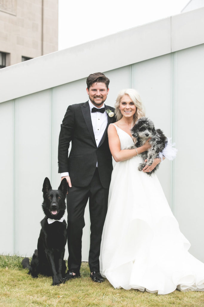 The Bride & Groom with their Pups | Floral by Blue Bouquet at The Grand Hall at Power & Light