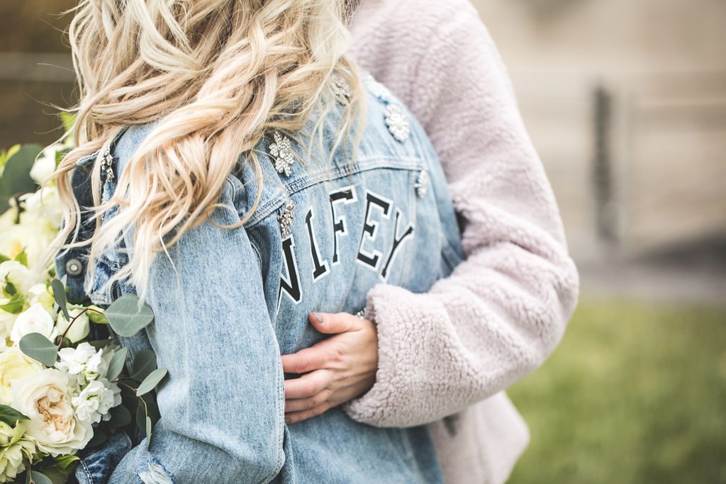 Denim Wifey Jacket for the Bride | Floral by Blue Bouquet at The Grand Hall at Power & Light