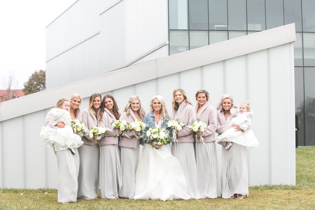 Bridal Party Winter Coats | Floral by Blue Bouquet at The Grand Hall at Power & Light