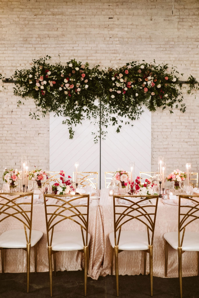 Blush and Berry March Wedding Flowers Head Table