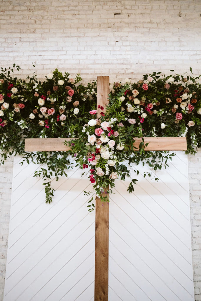 Blush and Berry Ceremony Cross and Hanging Installation