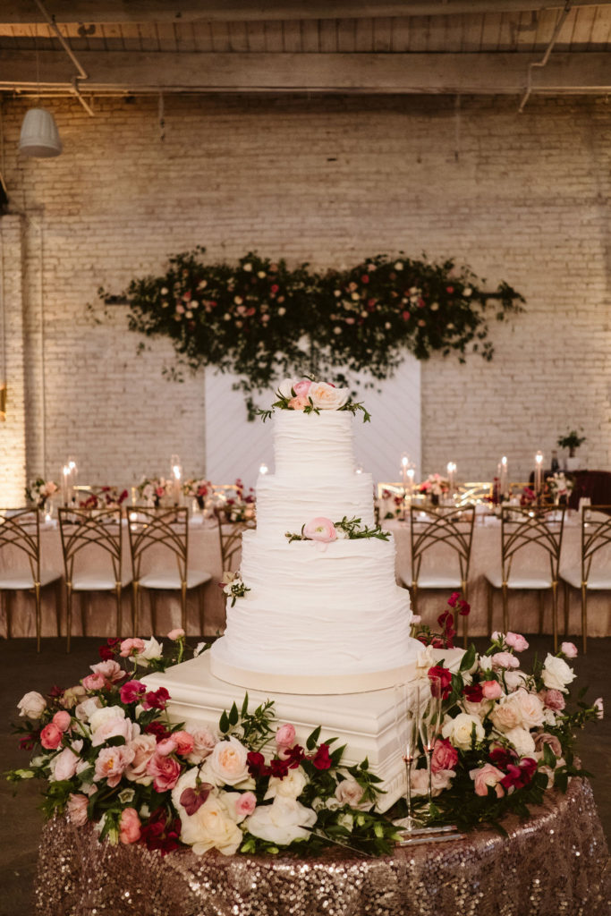 Blush and Berry March Wedding Flowers Cake